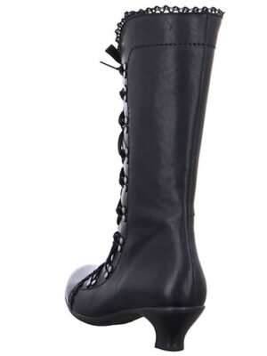 Vintage Lace-Up Round Toe Mid-Heel Boots - Image 7