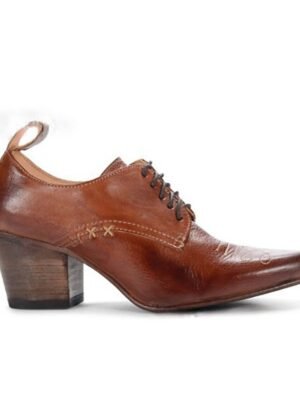 Vintage Mid Block Heel Lace-Up Faux Leather Oxford Heels - Image 2
