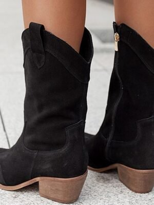 Vintage Mid-Calf Faux Suede Western Cowboy Boots - Image 12