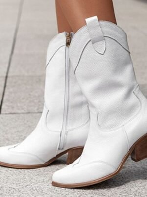 Vintage Mid-Calf Faux Suede Western Cowboy Boots - Image 15