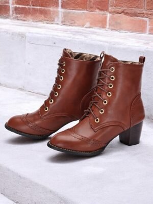 Vintage Mid-Heel Lace-Up Victorian Boots - Image 2