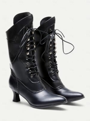 Vintage Mid Heel Lace-Up Victorian Boots - Image 8