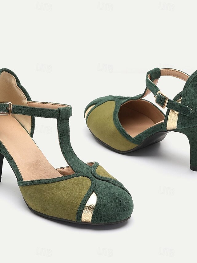 Vintage Retro-Inspired T-Strap Round Toe Heels - Image 2