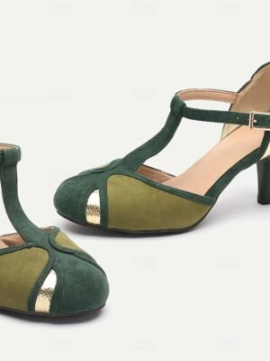 Vintage Retro-Inspired T-Strap Round Toe Heels - Image 3