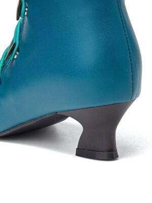 Vintage Retro Leather Button-Embellished Ankle Boots - Image 6