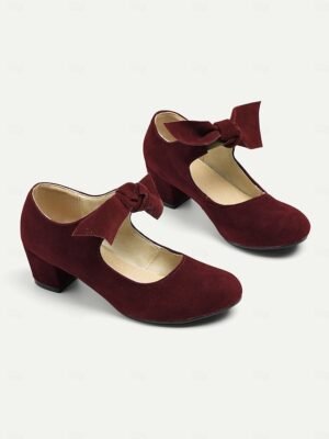 Vintage Suede Bow Detail Mary Jane Shoes - Image 10