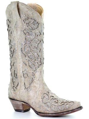 Vintage Western Embroidered Rhinestone Leather Cowboy Boots - Image 4