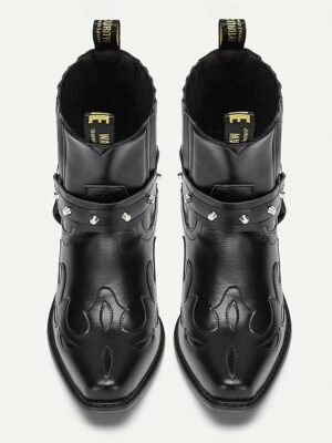 Western Ankle Flame Embroidery Metal Buckle Boots - Image 5