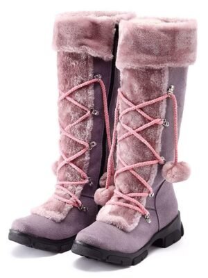 Winter Knee-High Faux Fur Pom-Pom Boots - Image 6