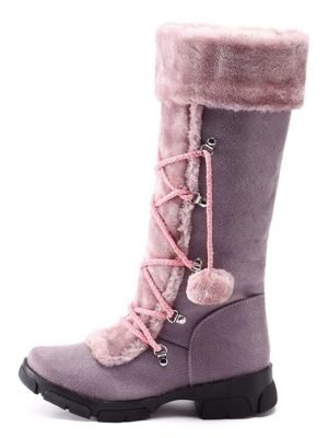 Winter Knee-High Faux Fur Pom-Pom Boots - Image 8