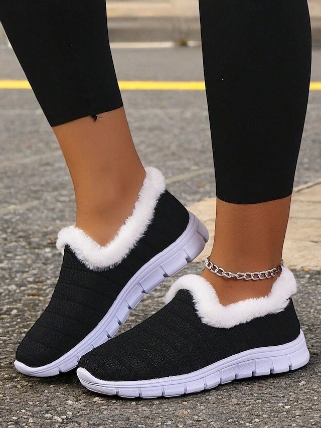 Winter Plush Fur Lined Slip-On Shoes - Image 1