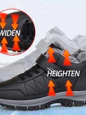 Winter Waterproof Faux Fur Lined Round Toe Wedge Heel Boots - Image 8