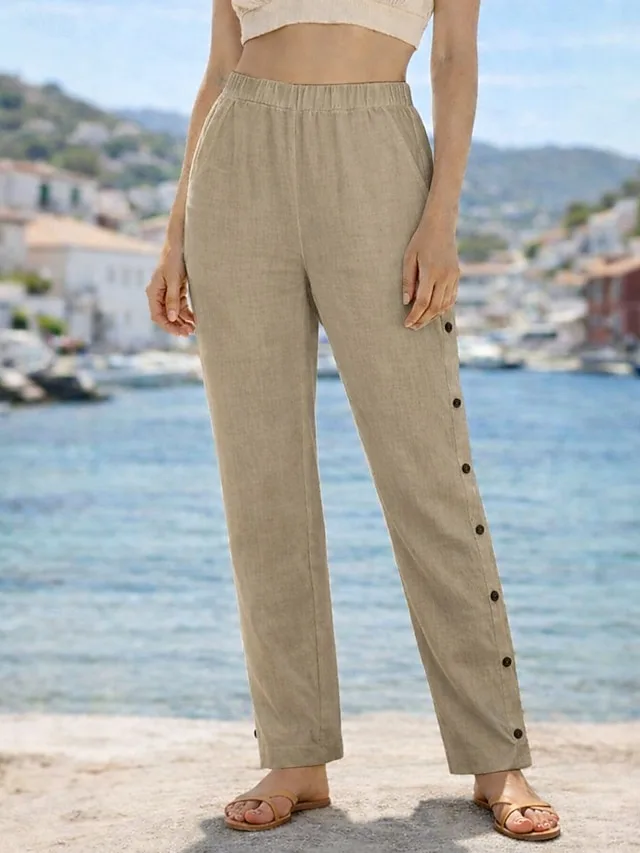 damen-100-baumwolle-abgeschnittene-hose-khaki-8