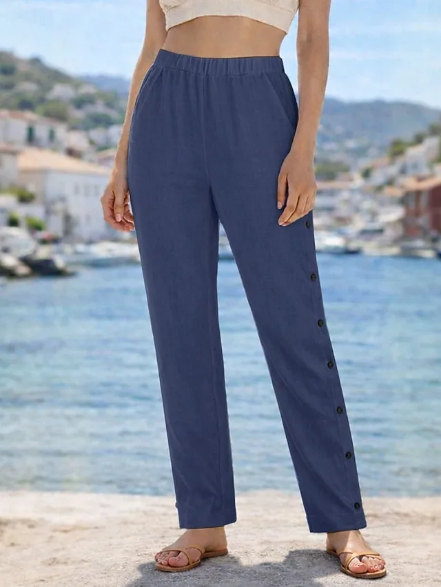 damen-100-baumwolle-abgeschnittene-hose-marineblau-4