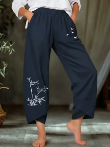 damen-100-baumwolle-hosen-hose-leicht-la-marinenblau-1