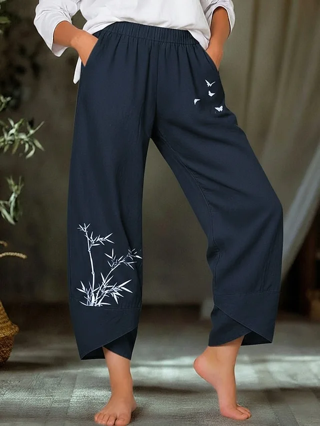 damen-100-baumwolle-hosen-hose-leicht-la-marinenblau-1