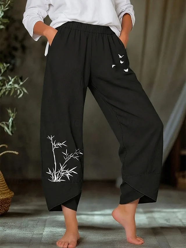 damen-100-baumwolle-hosen-hose-leicht-la-schwarz-4