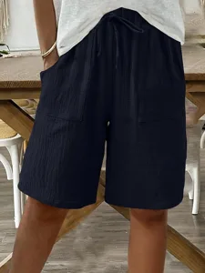 damen-100-baumwolle-shorts-stoffhosen-sc-dunkelmarine-5