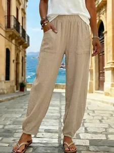 damen-100-baumwolle-sommerhose-hosen-hos-khaki-1