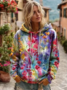 damen-3d-druck-vintage-boho-hoodie-patch-dunkelpink-11