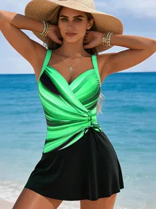 damen-badeanzug-badekleider-hoher-schnit-grun-7