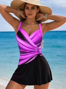 damen-badeanzug-badekleider-hoher-schnit-purpur-5