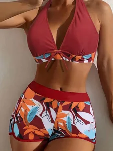 damen-badeanzug-bikini-zweiteilig-shorts-rote-7