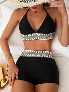 damen-badeanzug-bikini-zweiteilig-shorts-schwarz-1
