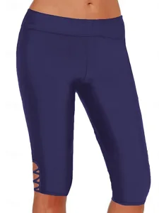 damen-badeanzug-dehnbare-boxershorts-bad-marineblau-2