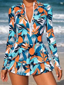 damen-badeanzug-einteiler-badeanzugkleid-orange-4