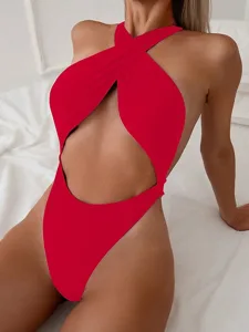 damen-badeanzug-einteiler-bikini-shorts-rote-8