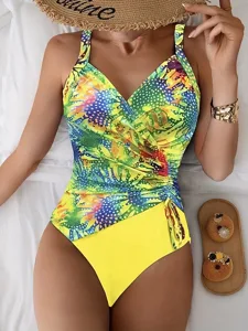 damen-badeanzug-einteiler-hoher-schnitt-gelb-1