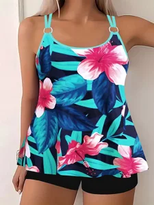 damen-badeanzug-zweiteilig-shorts-bademo-hellblau-8