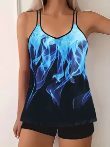 damen-badeanzug-zweiteilig-shorts-bademo-meeresblau-2