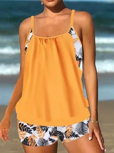 damen-badeanzug-zweiteilig-shorts-bademo-orange-2