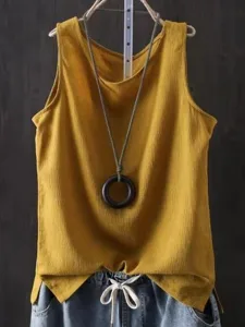 damen-baumwoll-leinen-hemd-einfach-mode-gelb-7