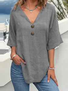 damen-baumwoll-leinen-hemden-bluse-knopf-grau-4