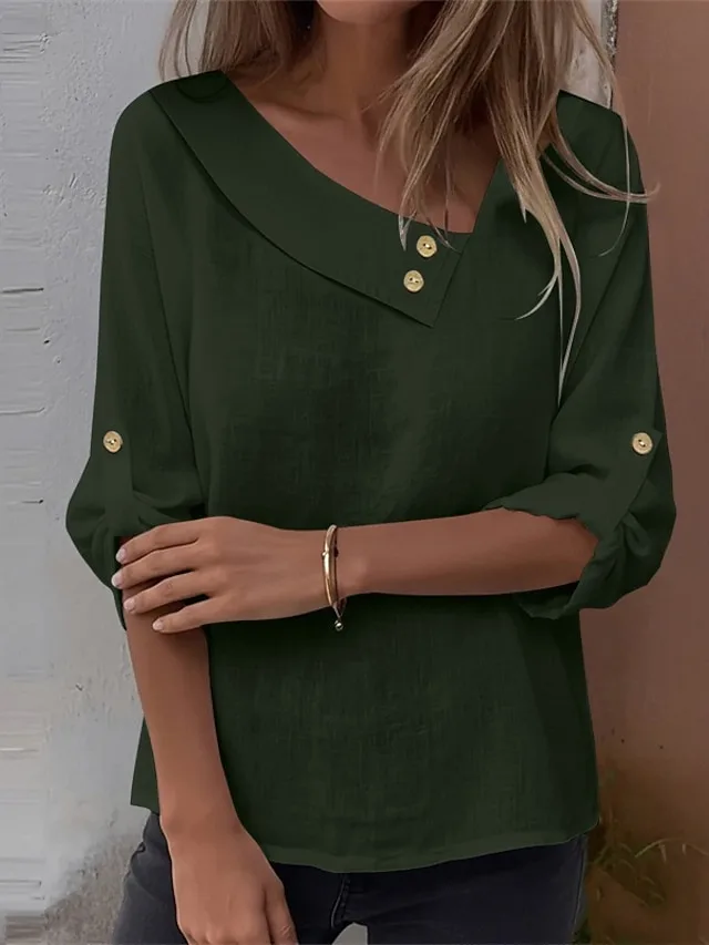 damen-baumwoll-leinen-hemden-bluse-patch-armeegrun-9