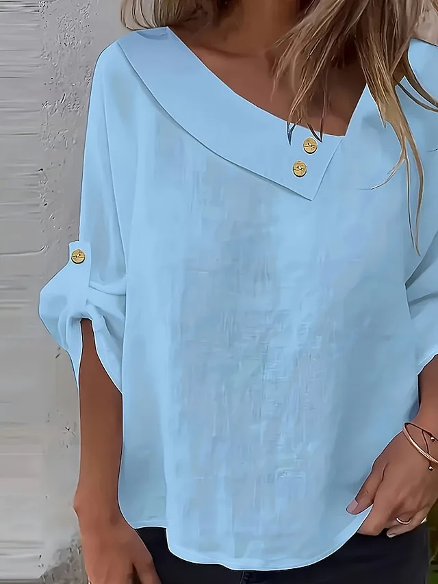 damen-baumwoll-leinen-hemden-bluse-patch-blau-5