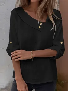 damen-baumwoll-leinen-hemden-bluse-patch-schwarz-10