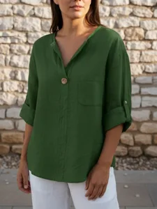 damen-baumwoll-leinen-hemden-bluse-tasch-armeegrun-6