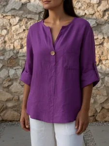 damen-baumwoll-leinen-hemden-bluse-tasch-purpur-5