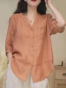 damen-baumwoll-leinen-hemden-tasche-einf-orange-3