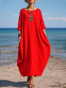 damen-baumwoll-leinen-maxi-kleid-shift-k-rote-1