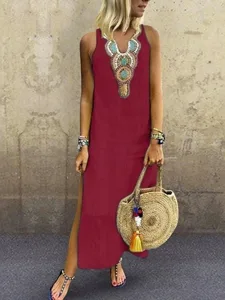 damen-baumwoll-leinen-maxi-kleid-sommerk-wein-2