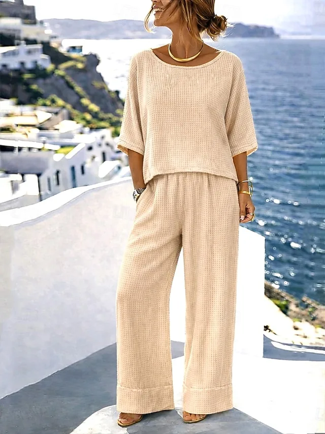 damen-baumwoll-leinen-sets-hosen-sets-bo-khaki-15