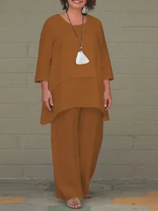 damen-baumwoll-leinen-sets-hosen-sets-ku-braun-4