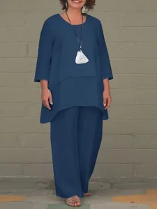 damen-baumwoll-leinen-sets-hosen-sets-ku-marineblau-6