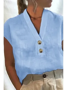 damen-baumwoll-mischung-bluse-knopfe-ein-leicht-blau-1