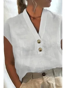 damen-baumwoll-mischung-bluse-knopfe-ein-wei-3